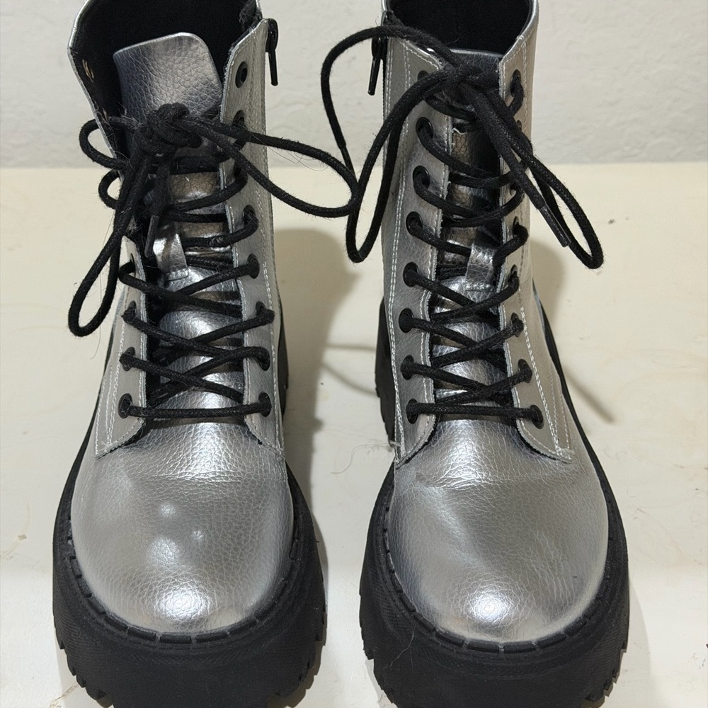 Zara Kids Metallic Boots with Dark Laces